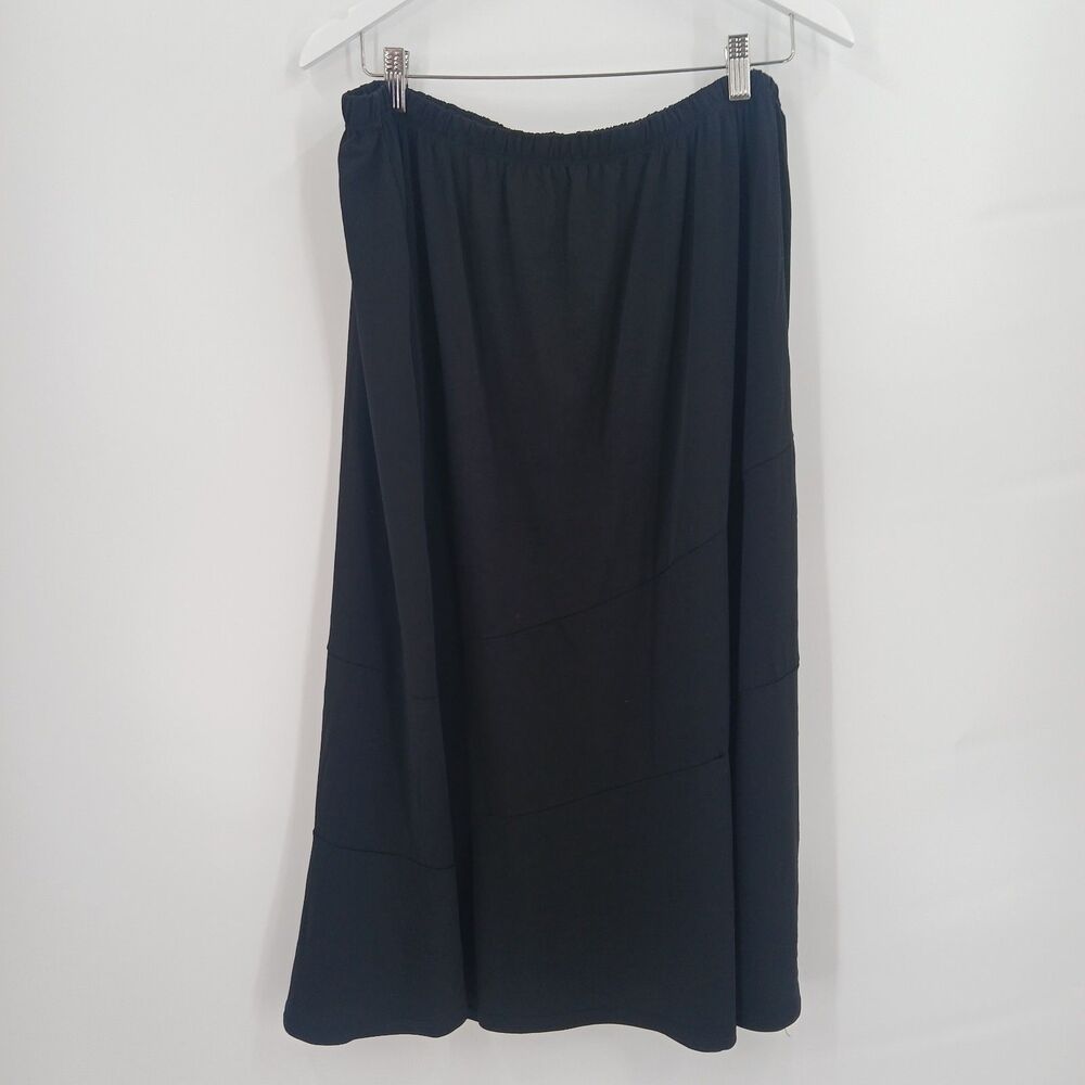 womans BonWorth Black Elastic Waist Knit Maxi Skirt Stretch Casual plus Size XL